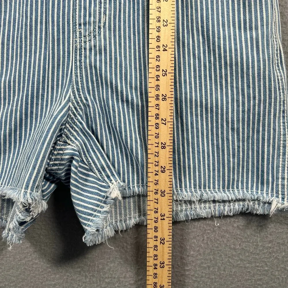 Old Navy XL Hickory Stripe Denim Short Overalls NWT